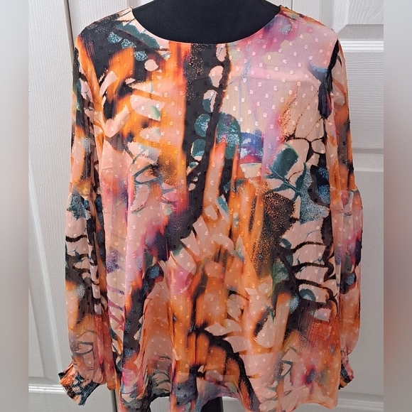 NWT Torrid Plus Size Chiffon Clip Dot Blouse Size 0 - Picture 6 of 10